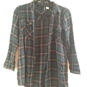 Forever 21 green and blue plaid button up